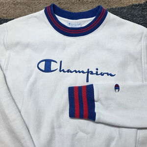 Champion Sweatshirt Mens S White Reverse Weave Crew Neck Logo Streetwear